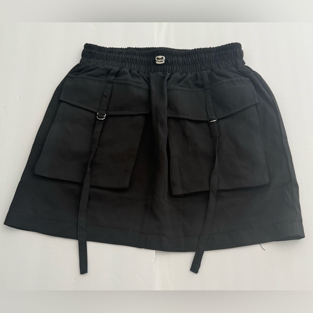 NWT Commense Black Drawstring Cargo Skirt